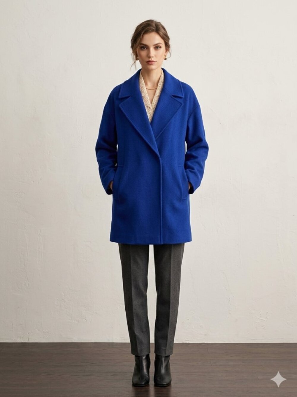 Liz Claiborne Women's Size Medium Blue Wool Blend Side Pockets Lined Jacket NWT